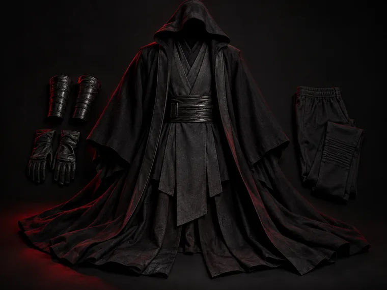 Black Sith-style hooded robe costume set